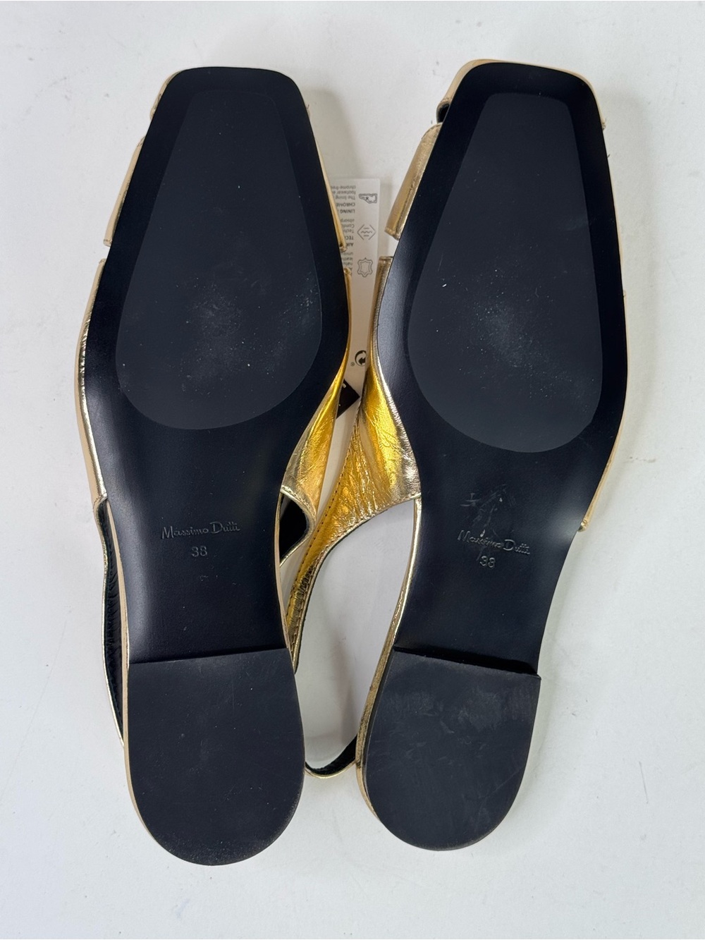 Massimo Dutti Metallic Gold Slingback Square-Toe Mules - Picture 8 of 8